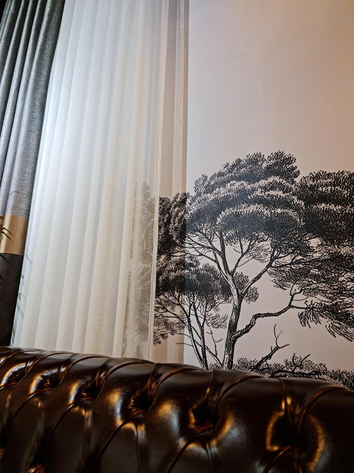 GARDINESTAN JUNG CFO GmbH Gardinen Weiss in Leinenoptik Halbtransparent mit Kräuselband und Bleiband