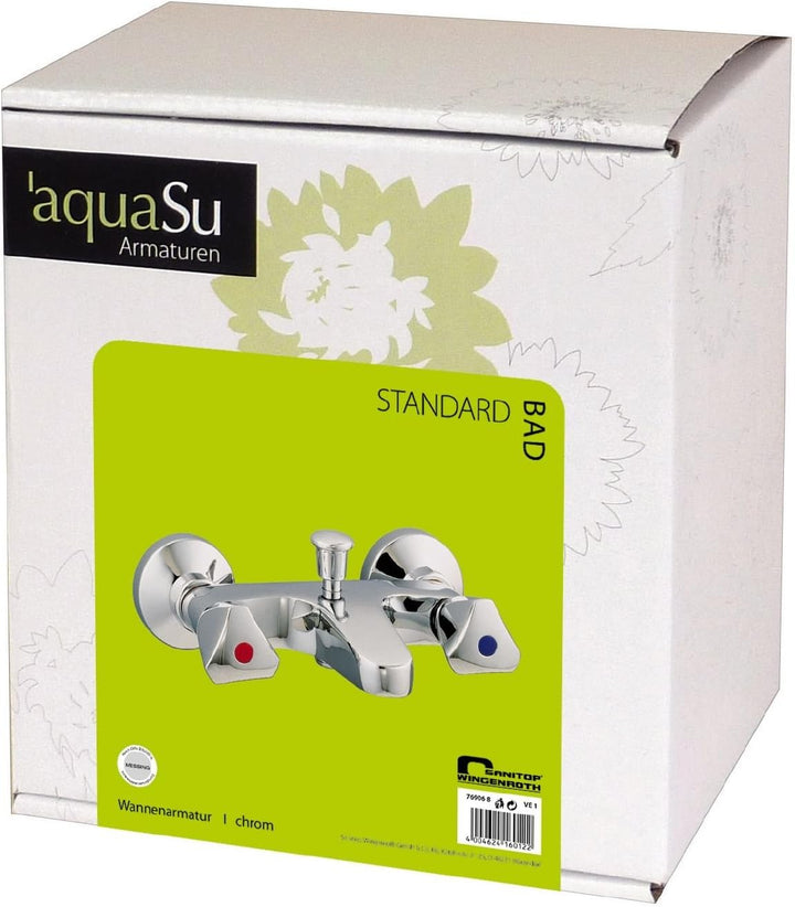 aquaSu® Zweigriffmischer Standard für Wanne | Chrom | Wasserhahn | Badewannenarmatur, Wanne