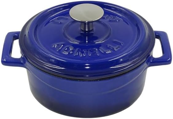 Pentole Agnelli COGHSRP10414B Kochgeschirr Slowcook Auflauf aus Gusseisen, 14 cm, 0,8 l, blau Blau 1