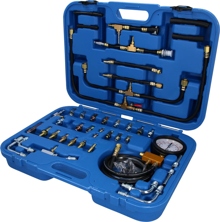BRILLIANT TOOLS BT581400 Benzindruck-Prüfer-Satz, 0 - 8 bar, 44-tlg [Powered by KS TOOLS]