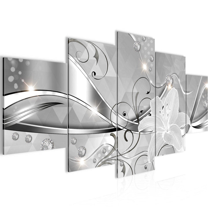Runa Art Bild Wohnzimmer Schlafzimmer Blumen Lilien 5 Teilig Abstrakt Schwarz Weiss Wandbilder auf V