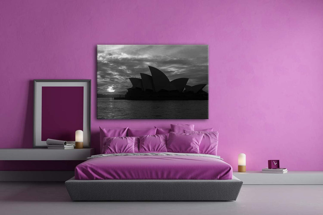 deyoli Silhouette des Opernhauses von Sydney Format: 100x70 Effekt: Schwarz&Weiss als Leinwand, Moti