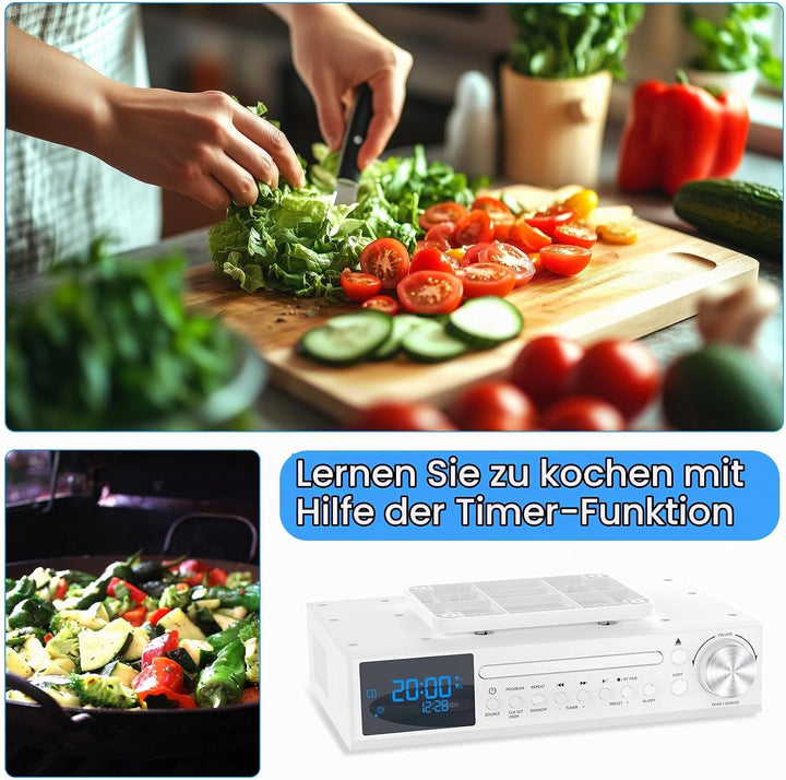 MONODEAL Bluetooth CD Player mit Radi,Küchenradio Unterbau mit Weckfunktion | Unterbauradio Küche mi