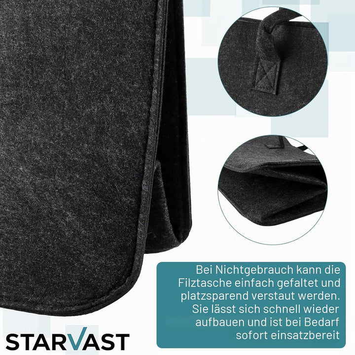 STARVAST 6 Stück Filztasche Shopper Holzkorb für Kaminholz mit Griff, robuste Einkaufstasche aus Fil