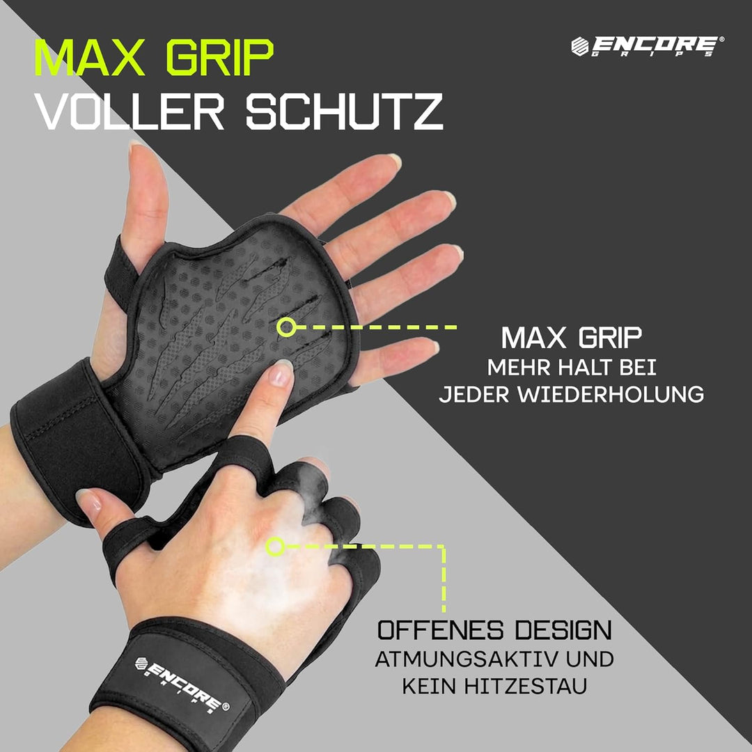 Griffpolster Kraftsport Herren & Damen – Fitness Handschuhe Alternative offen, 3D Gummi Antirutschfl