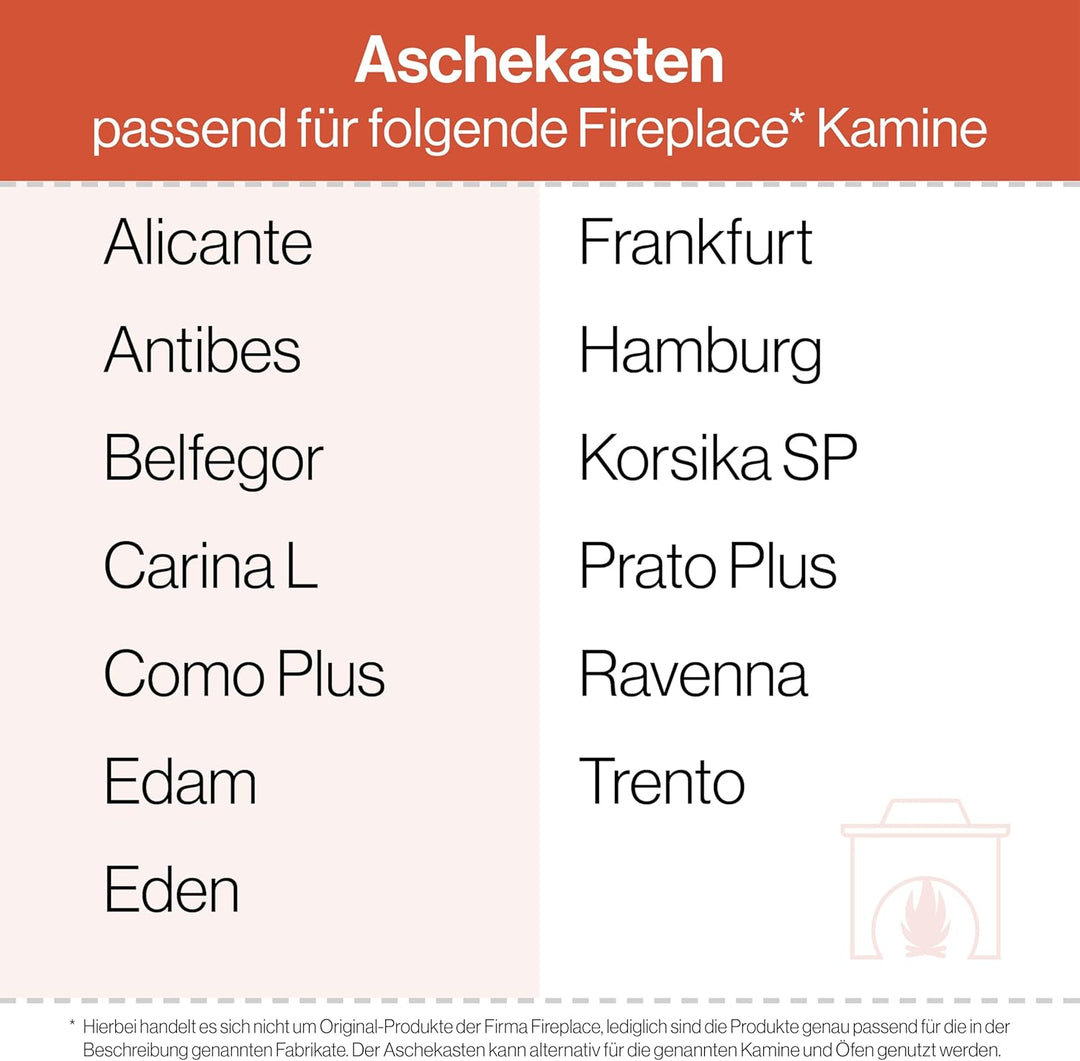 Aschekasten - Passend für Fireplace Kaminöfen inkl. Modellübersicht - Aschkasten aus verzinktem Stah