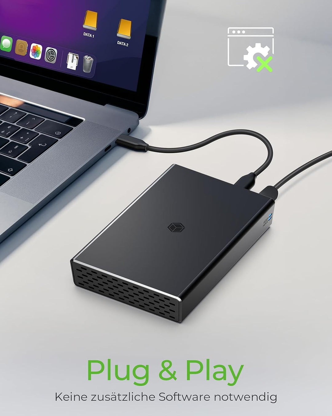 ICY BOX RAID Gehäuse für 2X 2,5 Zoll SSD & HDD, USB-C & USB-A Kabel, USB 3.1 Gen2 (10 Gbit/s), Alumi