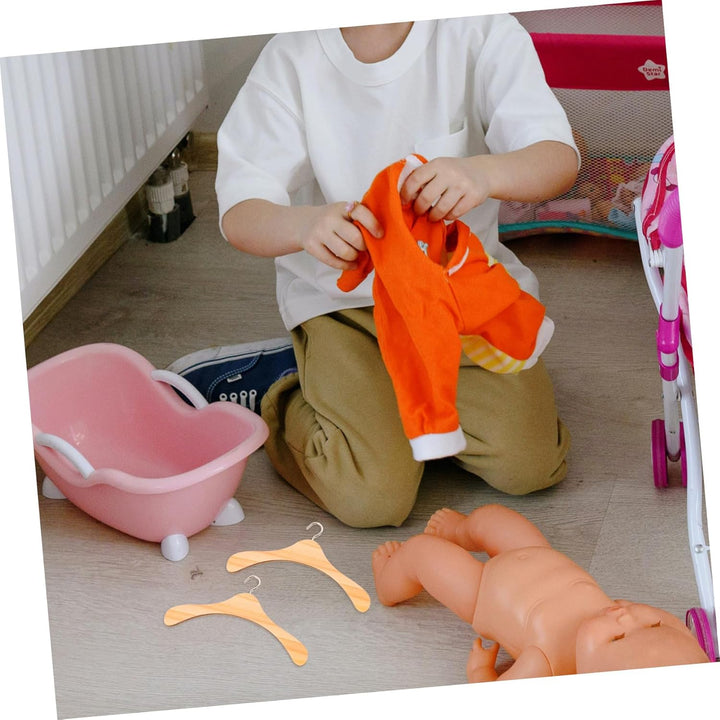 VICASKY 10 Stück Puppenkleiderbügel Puppen Kleiderbügel Mini Miniaturkleiderbügel 10 Stück Holzbügel