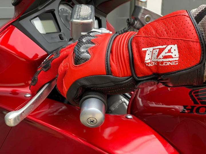TLA NOX Leder-Motorradhandschuhe mit CE-geprüftem Knöchelschutz, Grössen bis 4XL für Männer und Frau