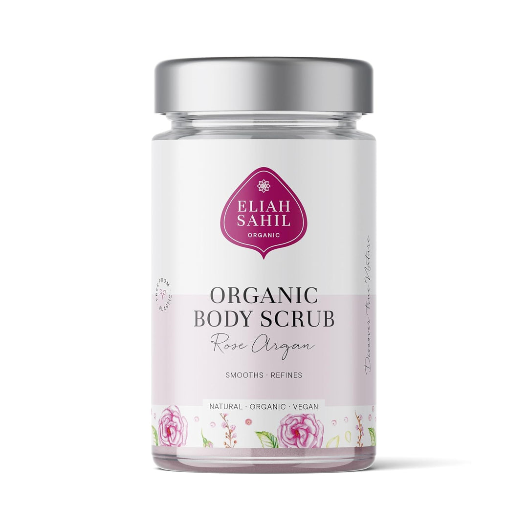 ELIAH SAHIL Bio Rose und Argan Körperpeeling von ELIAH SAHIL Bio mit Himalaya Salz I Naturbelassen u