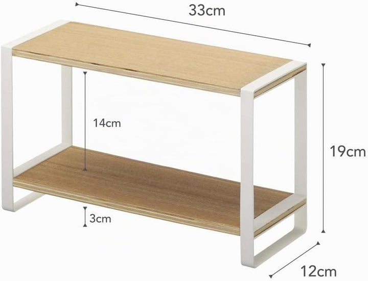 Yamazaki 7816 TOSCA Küchenregal mit 2 Ebenen, weiss, Stahl/Holz, Minimalistisches Design