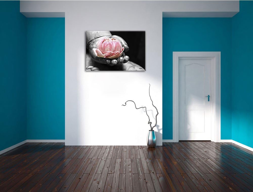 liegender Lotus in einer Hand eines Buddhas schwarz/weiss Format: 100x70 auf Leinwand, XXL riesige B