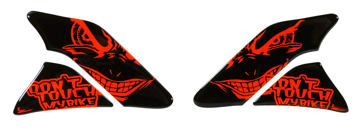 Tankpad Seitentank böse Augen neon rot orangekompatibel für Honda 800600