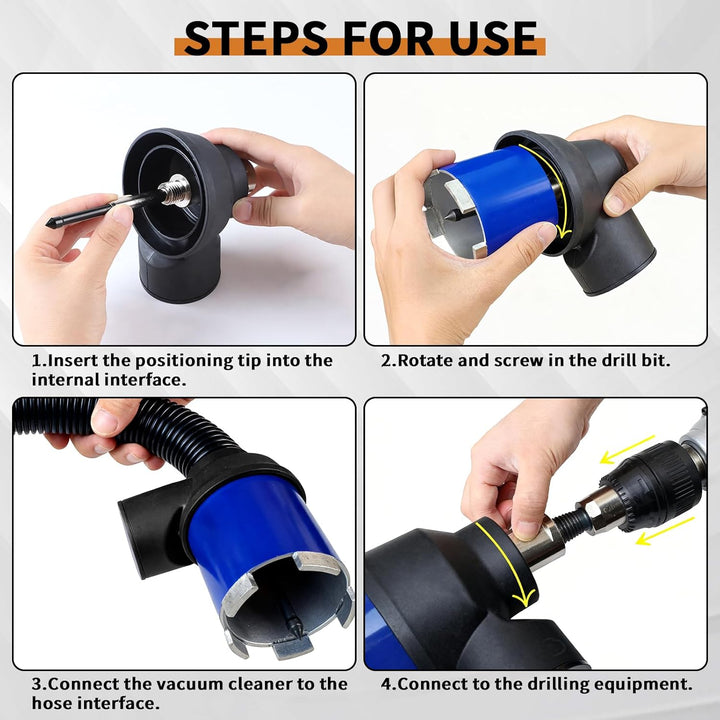 CPROSP Staubabsaugung für Dosensenker, mit einziehbarer Zentrierspitze, Absaugung M16 auf M16, Staub