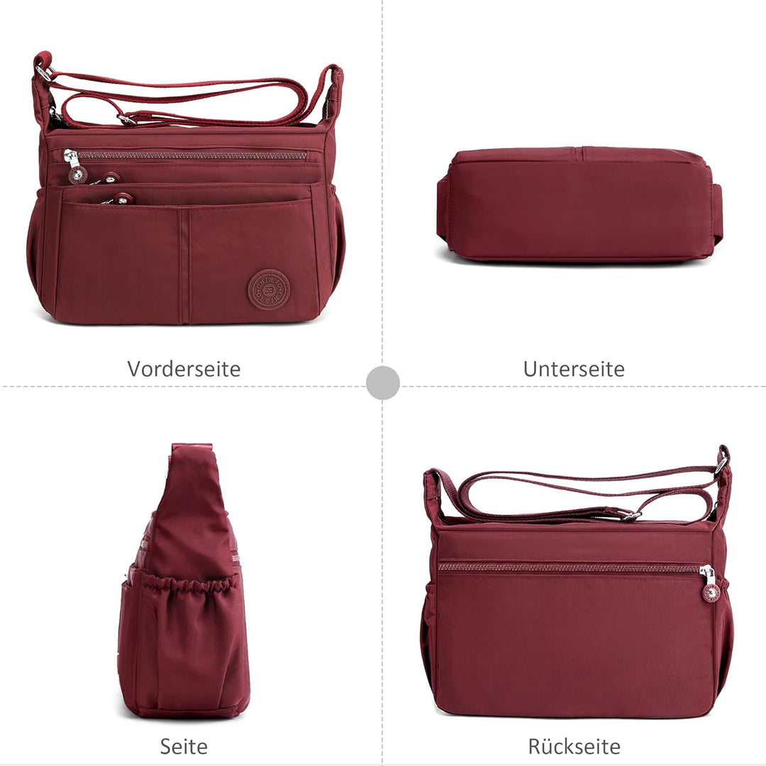DIRRONA Beiläufig Damen Umhängetasche Multi Pocket Crossbody Bag Mittelgrosse Umhängetasche Aus Nylo