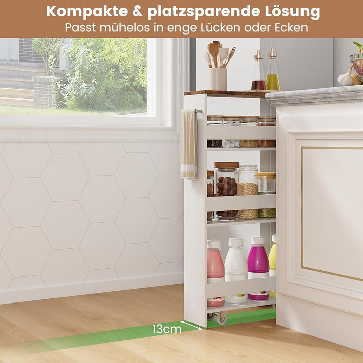 GIANTEX Nischenregal 13cm breit, Küchenregal Küchenschrank Küchenwagen , Nischenschrank Nischenwagen