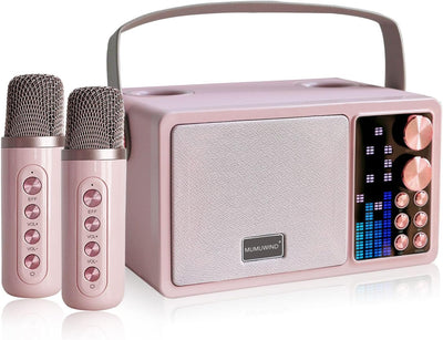 Karaoke Anlage mit 2 Mikrofonen, Mini Karaoke Maschine mit 7 Stimmeffekten, tragbare Bluetooth Karao