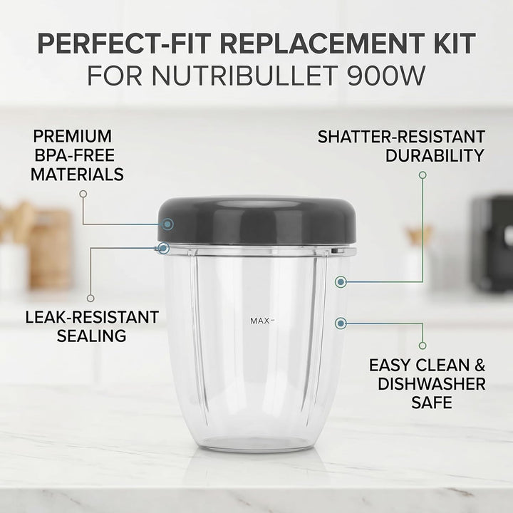 AUNMAS Mixer Ersatzteile Cup + Deckel Mixer Teilesatz für Nutri 900W Mixer Zubehör Ersatz Home Suppl