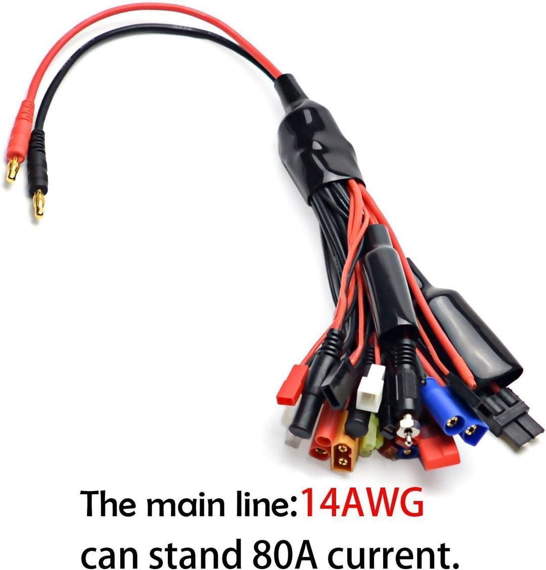 YUNIQUE DEUTSCHLAND 19-in-1 Bananenstecker Lipo Ladegerät Adapter Kabel IMAX / B6 / B6AC / TRX/JST/F