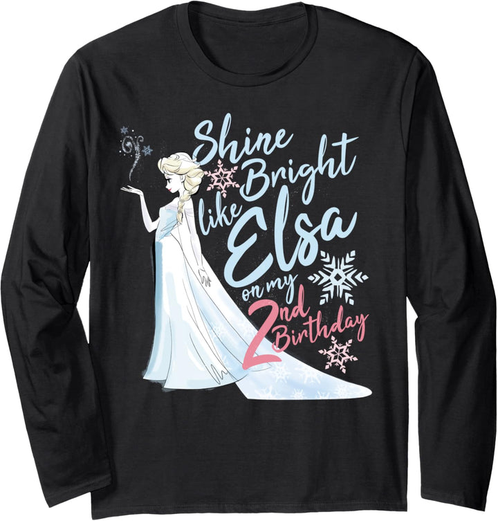 Disney Frozen Elsa Shine Bright On My 2nd Birthday Langarmshirt