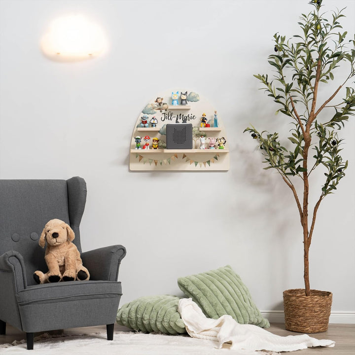 Geschenkfreude Personalisiertes Toniebox Regal für Kinderzimmer - Kinder Wandregal für Tonie Hörfigu
