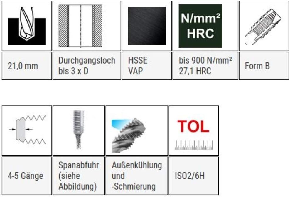 Baer Maschinengewindebohrer M24 Gewindebohrer HSSE VAP - Form B Gewindeschneider - Grösse M 24 x 3,0