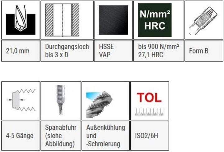 Baer Maschinengewindebohrer M24 Gewindebohrer HSSE VAP - Form B Gewindeschneider - Grösse M 24 x 3,0