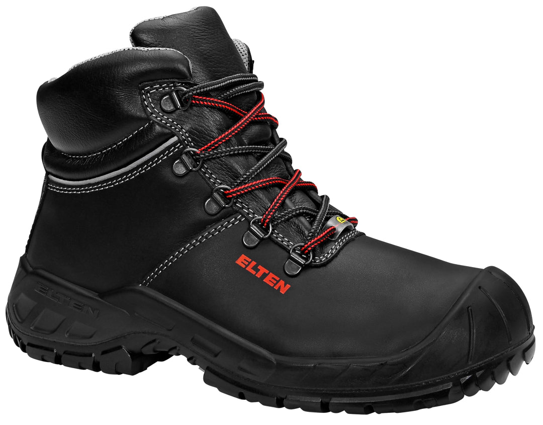 ELTEN Sicherheitsschuhe LAURENZO Rubber Mid ESD S3, Herren, Leder, Stahlkappe, leicht, robust, Schwa