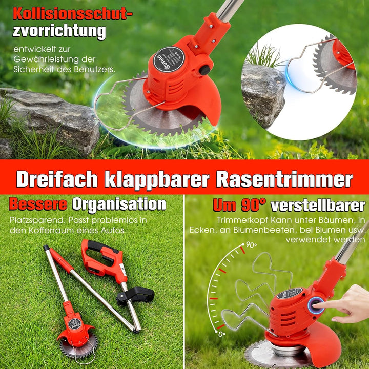 Akku-Rasentrimmer, batteriebetriebener Rasentrimmer mit 21 V, elektrischer Rasentrimmer ohne Kabel,m