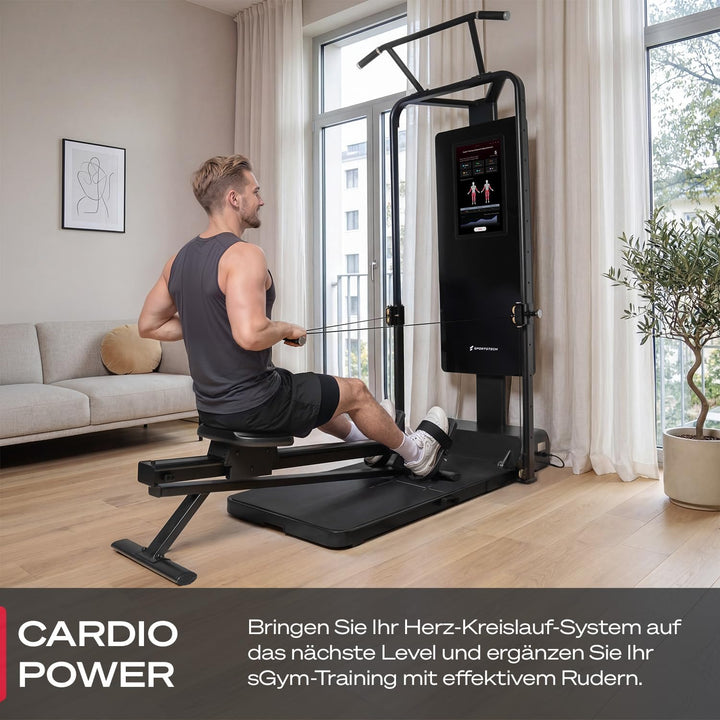Sportstech Rudergerät am Kabelzug, Rudermaschine bis 120 kg belastbar, kompatibel mit sGym Pro, komp