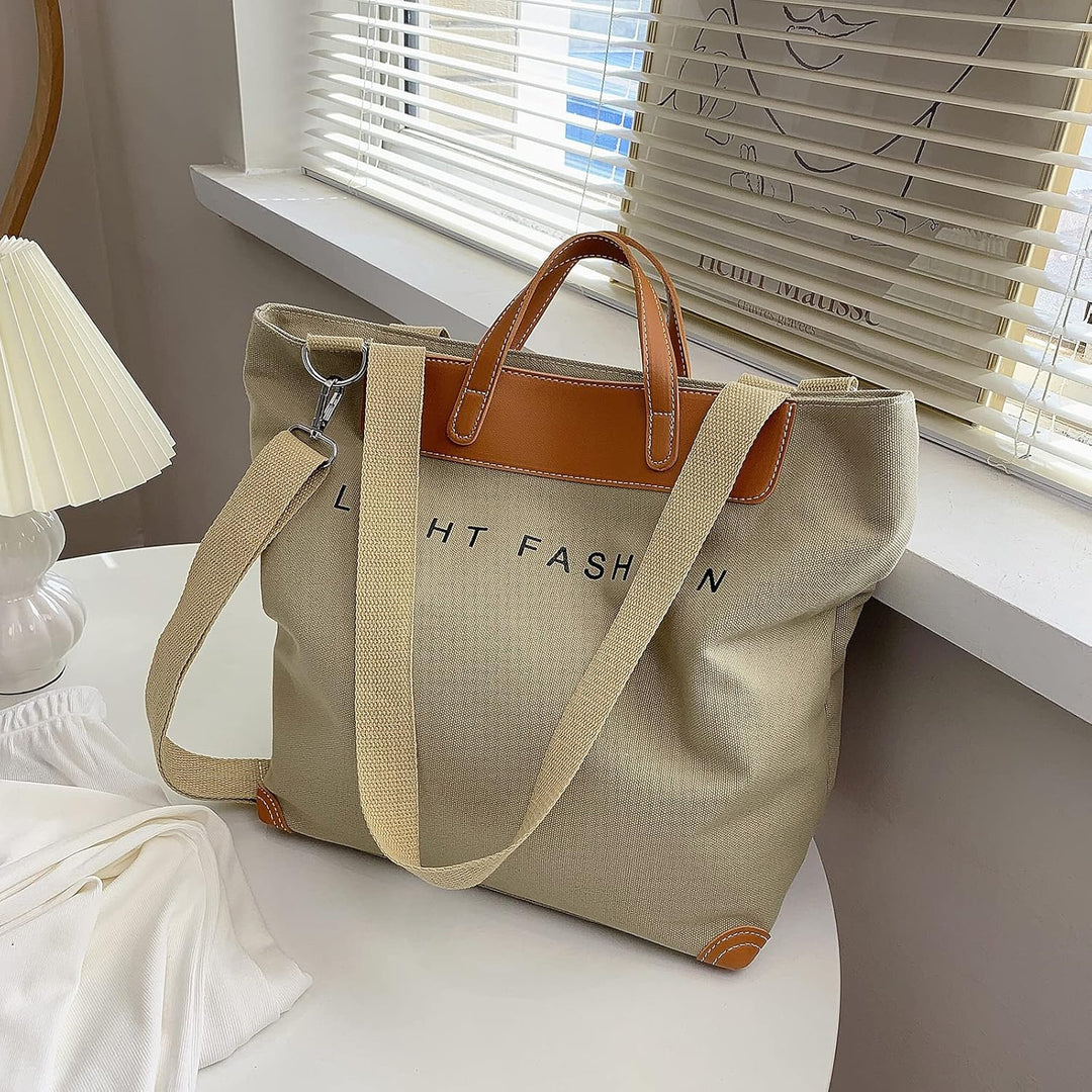 PORRASSO Damen Schultertasche Casual Canvas Tasche Handtasche Multifunktional Gross Umhängetasche Ho