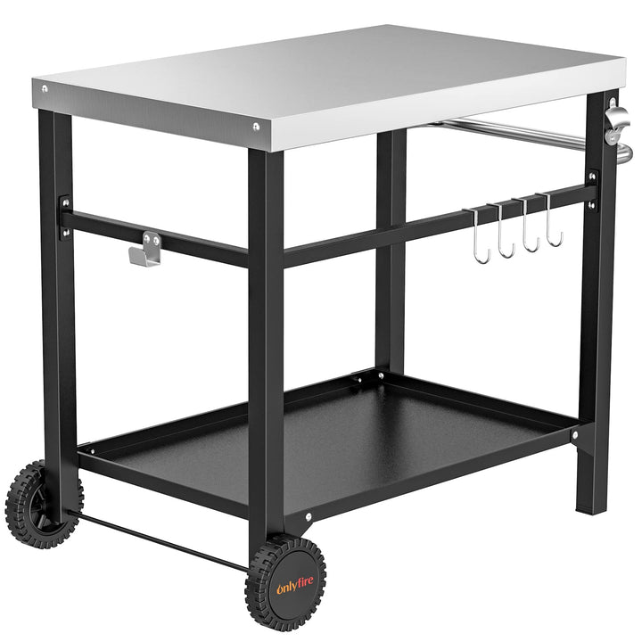 Onlyfire Grillwagen | Edelstahl Grilltisch mit grosser Arbeitsfläche , Grill Beistelltisch Outdoor G