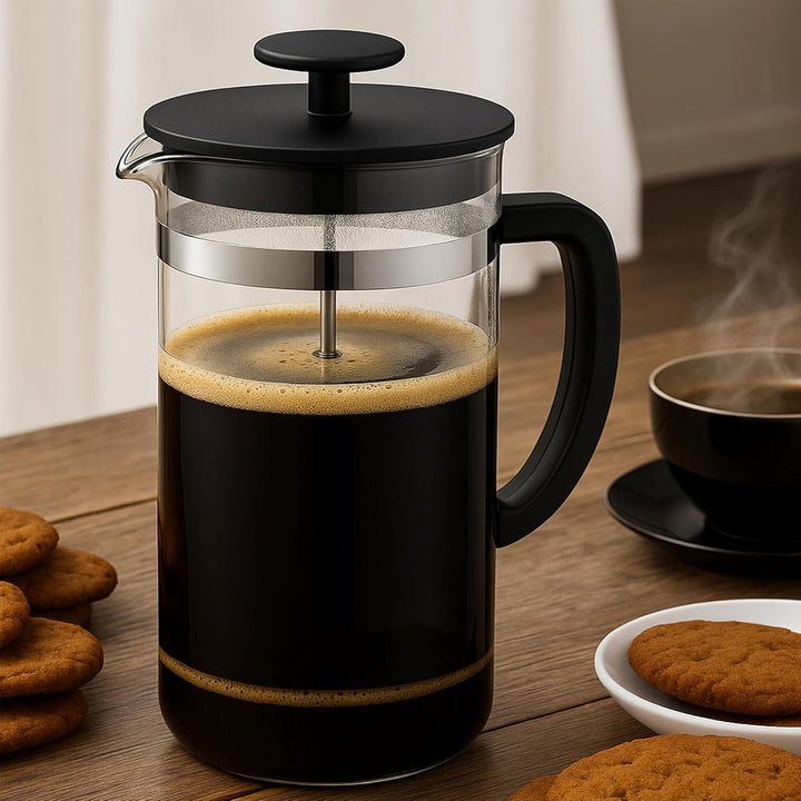 French Press Kaffeebereiter,1000 ml-Glas Kaffeepresse,aus Edelstahlfilter und Glasbehälter - Kaffeek