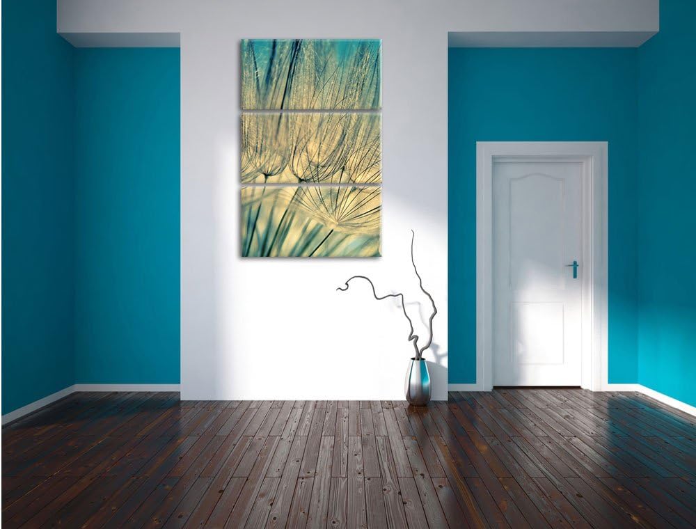 Pixxprint Pusteblumen 3-Teiler Leinwandbild 120x80 Bild auf Leinwand