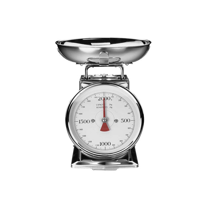 Gastroback 30102 Classic Waage, 2 kg mit Tara-Funktion, Küchenwaage, analog, mit Wiegeschale, Edelst