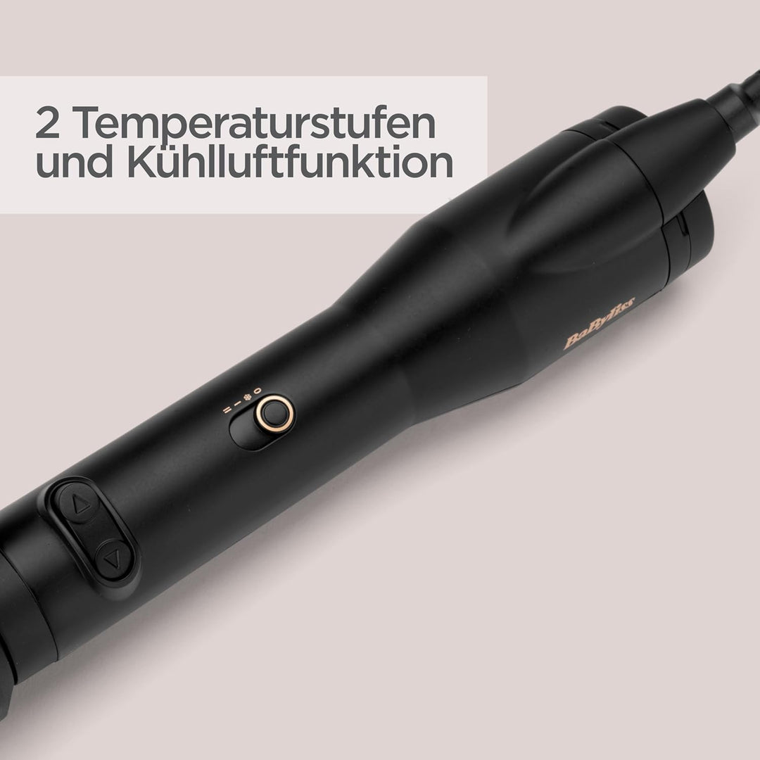 BaByliss Big Hair Luxe Rotierende Warmluftbürste, Föhnbürste mit 4 Aufsätzen zum Glätten, Bürsten un