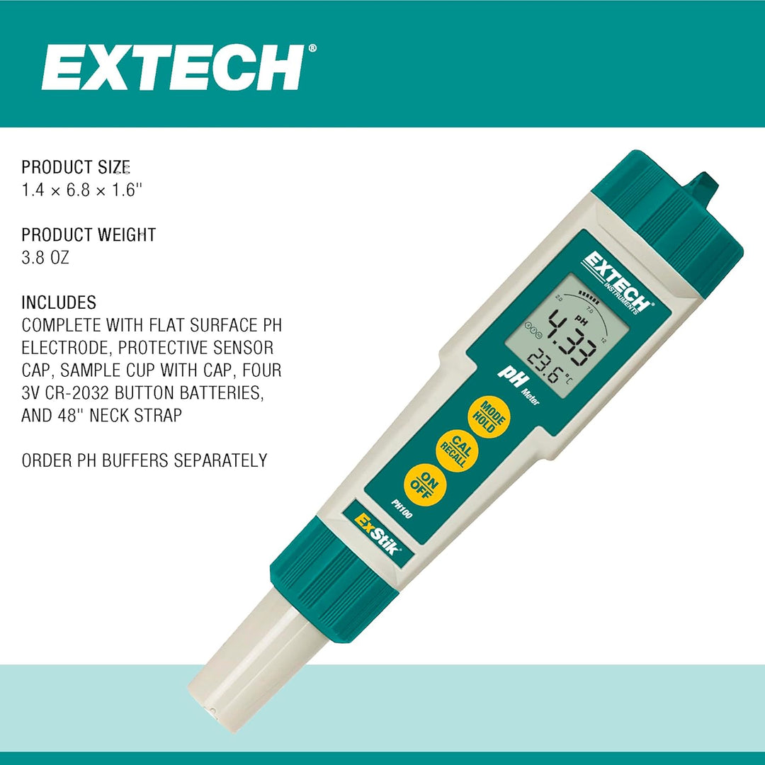 Extech Wasserdichtes pH-Messgerät, 1 Stück, PH100, PH