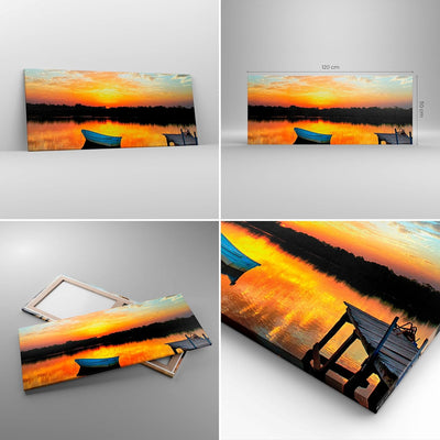 Wandbilder Dekoration Wohnzimmer Landschaft Sommer Meer Panorama Bilder auf Leinwand 120x50cm Leinwa