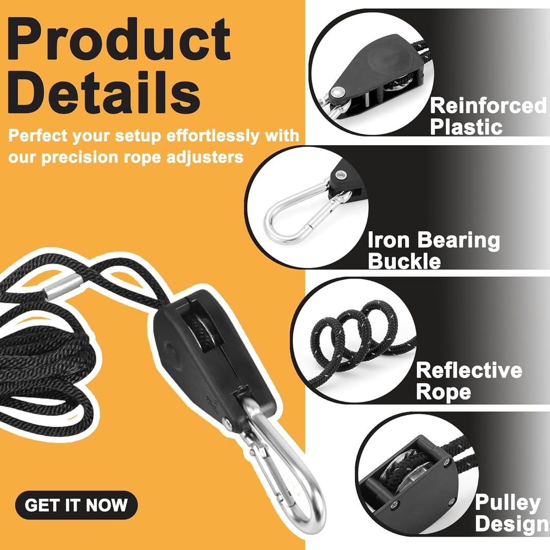 4 Stück Verstellbarer Seil Ratsche, Abspannseile mit Seilspanner, Alluring Ratchet Hanger, Reflektie