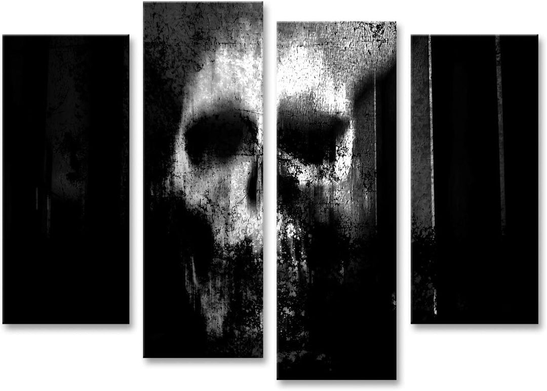 islandburner Bild auf Leinwand Horror Schädel Schwarzweiss Horror Hintergrund Für Halloween Und Film