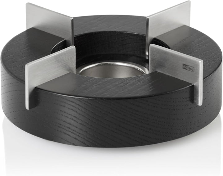 AdHoc TK54 Stövchen und Speisewärmer Tuto 14,5 cm | Eschenholz, Edelstahl Schwarz, Schwarz