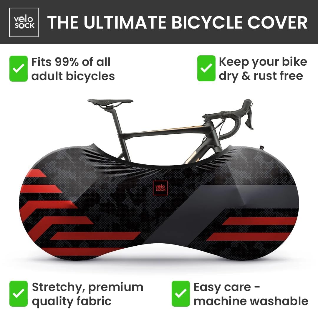 Velo Sock Unisex – Erwachsene Red Lines Bike Cover, One Size, Red Lines