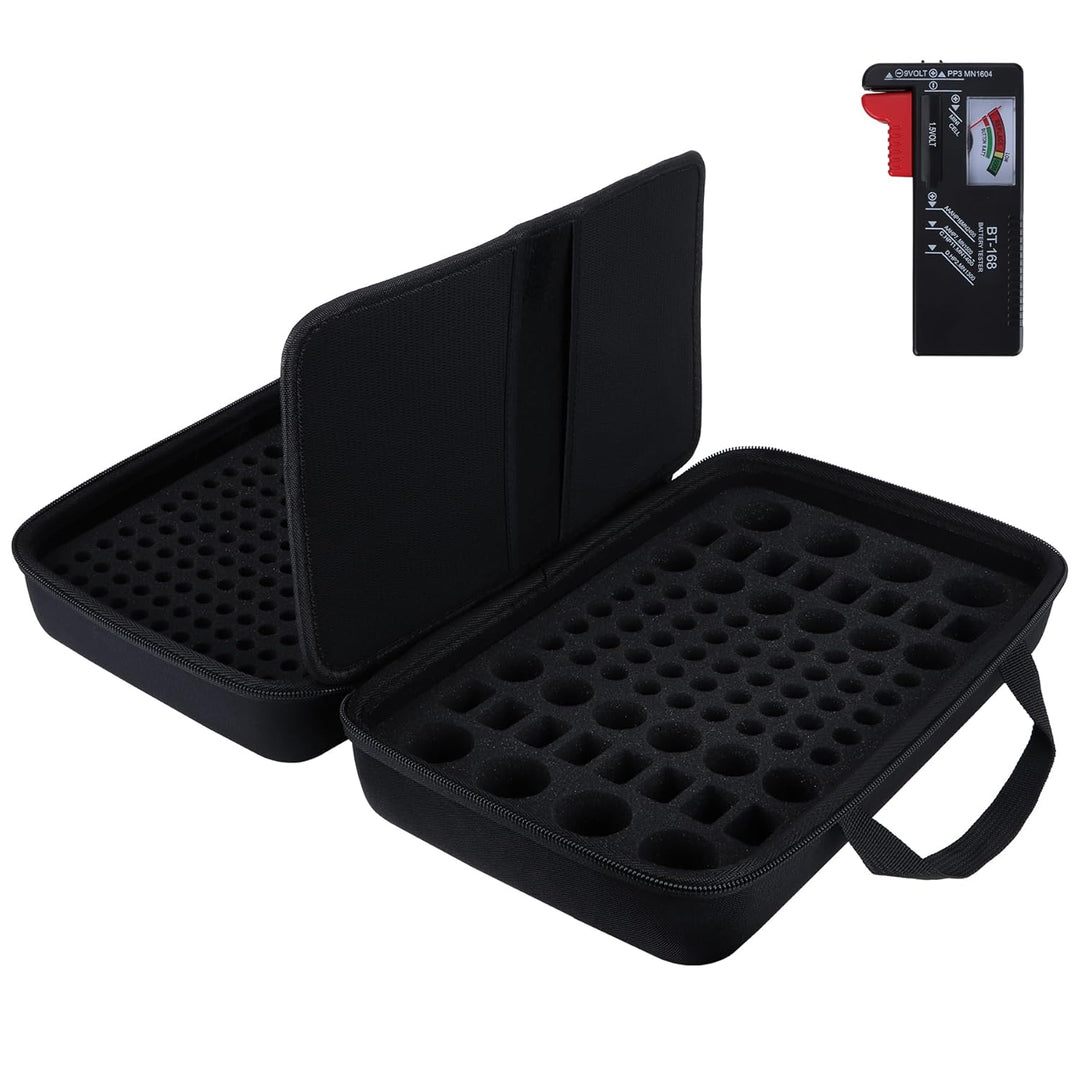 Peyyargo Hart Batterie Organizer Aufbewahrungsbox kompatibel mit 259 Batterien AA AAA C D 9V (Batter