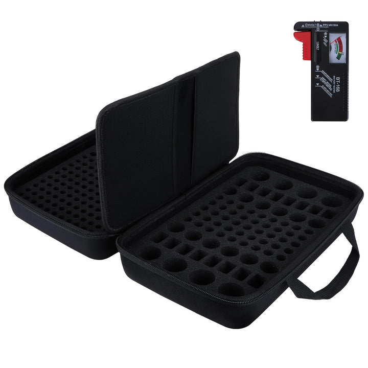 Peyyargo Hart Batterie Organizer Aufbewahrungsbox kompatibel mit 259 Batterien AA AAA C D 9V (Batter