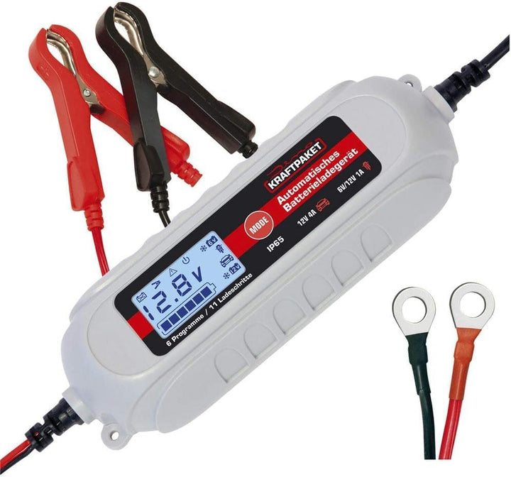 Dino KRAFTPAKET 136102 12V-600A Starthilfegerät 66.6Wh 18000mAh & 136312 Batterieladegerät 6V/12V-4A