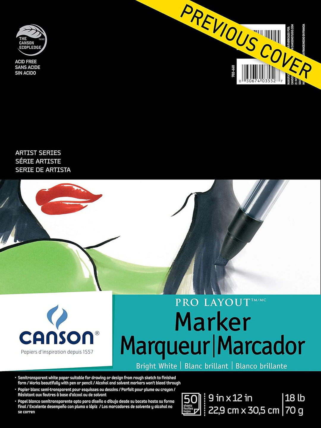 Canson Artist Series Pro Layout Marker Papier, Faltblock, 22,9 x 30,5 cm, 50 Blatt (70 g) – Künstler
