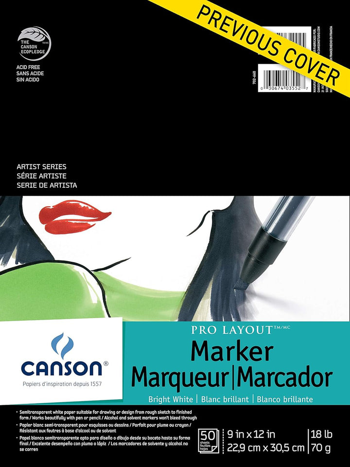 Canson Artist Series Pro Layout Marker Papier, Faltblock, 22,9 x 30,5 cm, 50 Blatt (70 g) – Künstler
