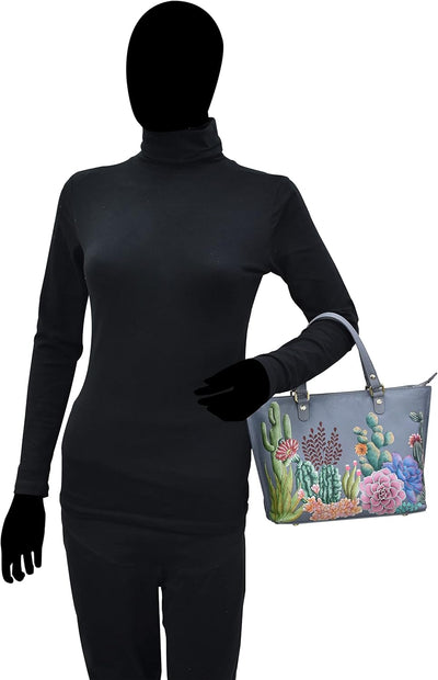 Anuschka Women's Echtleder Medium Tote - Handbemalte Handwerkskunst Desert Garden, Desert Garden