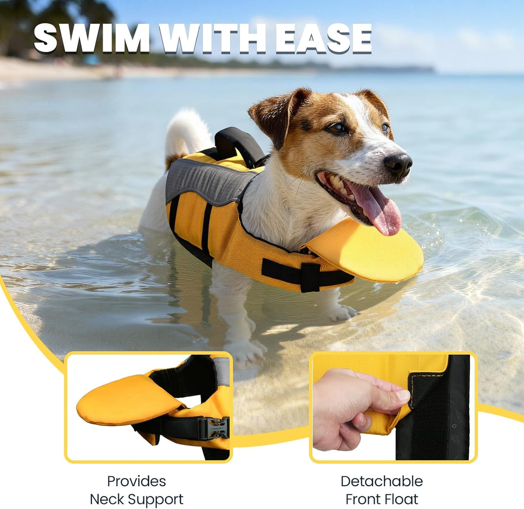 VIVAGLORY Front Float Schwimmweste Hund, Hundeschwimmweste für Bootfahren, Schwimmweste with Kopfstü