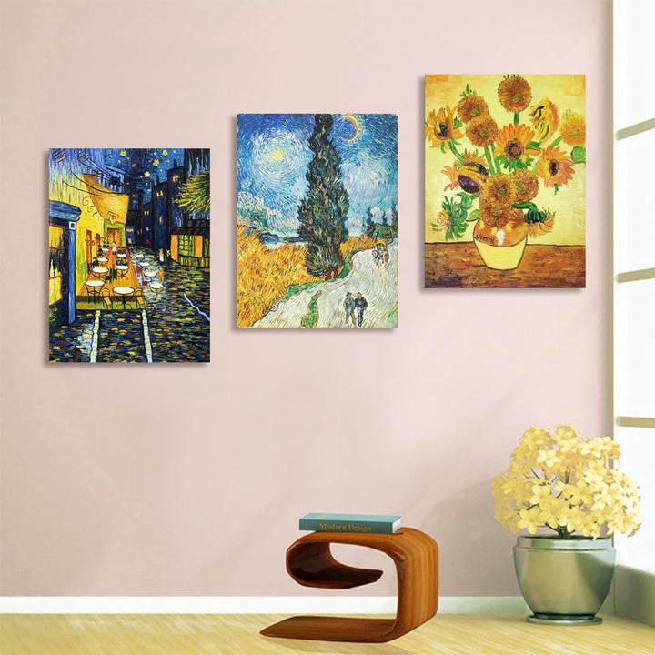 Handgemalte Ölgemälde auf Leinwand Vincent Van Gogh‘s berühmte klassische 3 Kunstwerke Kombination a